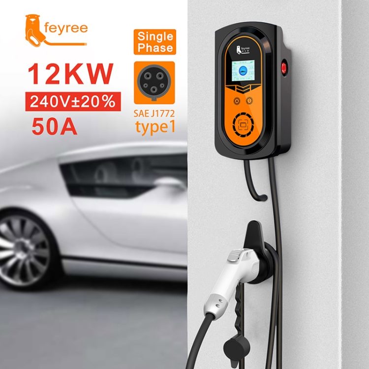 Feyree Evse Wallbox Electric Vehicle Car Ev Charger 50a 12kw Type1 Cable J1772 Socket 2059